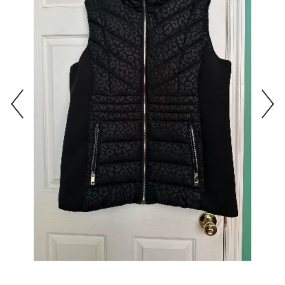 Michael Kors Leopard Print vest with faux fur trim Hood - Picture 12 of 14